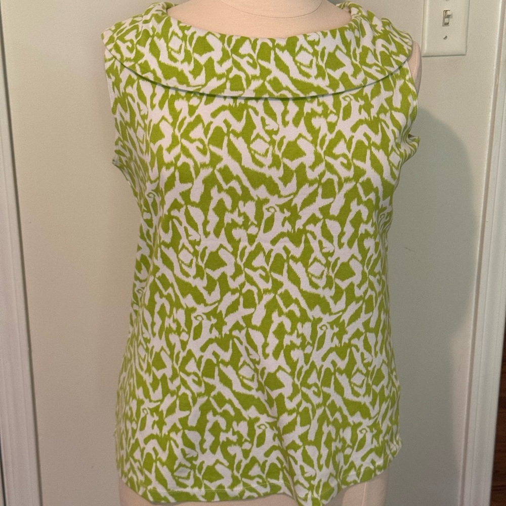 Rafaella. Size 1X. Green and white. 100% cotton